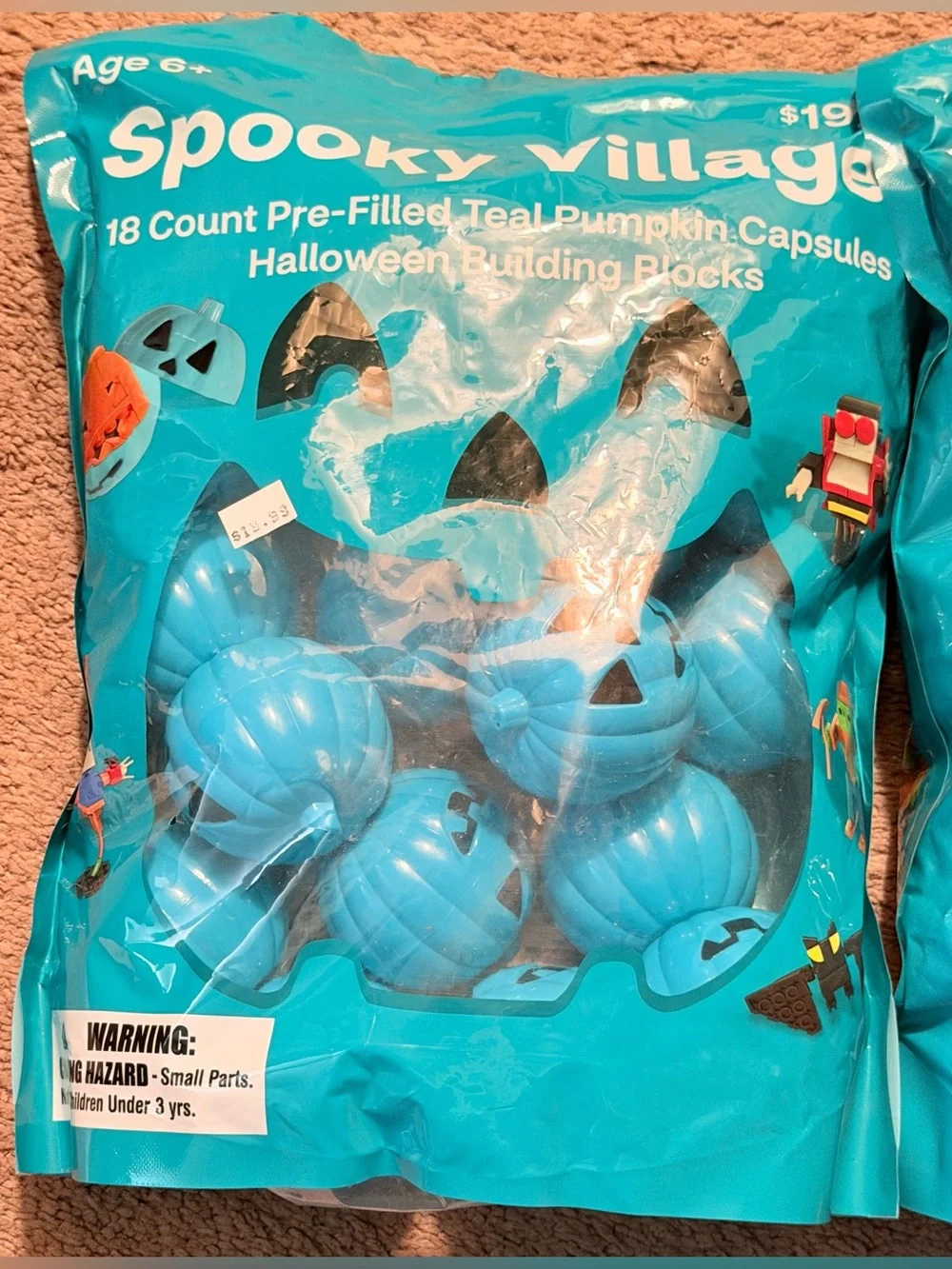 Teal Pumpkins Pre-Filled with Building Blocks Halloween, all 3 packs for $45